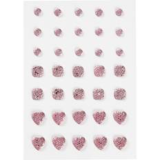 Rhinestones, round, square, heart, size 6 8 10 mm, rose, 35 pc/ 1 pack