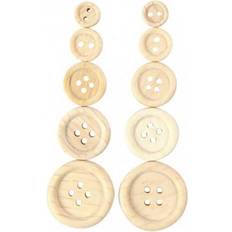 Creativ Company Assortiment De Boutons En Bois Non Laqué Avec 2 Et 4 Tous Réf 40309