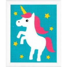 Kit di Ricamo Kit per Ricamo Vervaco Canvas Kit Unicorn, Cotton, Multicolour, 12.5 x 16 x 0,3 cm