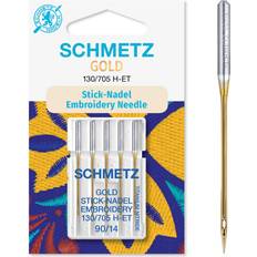 Sewing and embroidery machine (Gold Embroidery (Titanium Nitride) Size 90/14) Schmetz Sewing Machine Needles, 5pk