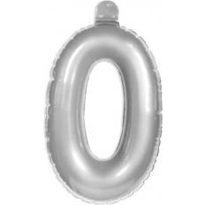 Folat nummerballong '0' 36 cm folie silver