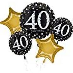 Birthdays Text & Theme Balloons Amscan Sparkling 40th Birthday Foil Bouquet Balloons 5pcs