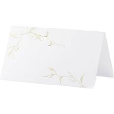 PartyDeco 10 marque-places blanc branches dorées 9.5x5.5cm WS9-019ME-KARTON Jaune