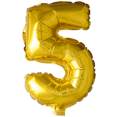Globos Guld folieballon som tallet 5