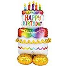 Globos Animales & Personajes Amscan Globo Foil Gigante Airloonz Tarta Happy Birthday 68X134 cm T.Única