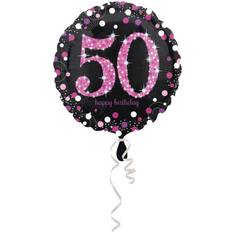 Sort Tekst- & Temaballoner Amscan 50 folie balloner sparkling pink