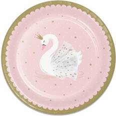 Creative Converting Creative Party PC343834 Swan Princess Pink and Gold Paper Dinner Plates-8 Pcs