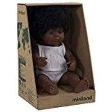 American girl doll Miniland 31160 Baby Doll African American Girl 38 cm in Box with Underwear, Black