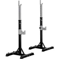 Fitness Homcom Barbell Squat Rack Portable Stand Weight Lifting Bench with Wheels