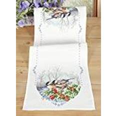 Vervaco Vervaco Counted Cross Stitch Kit: Runner: Coal Tits, 100% Cotton, Multi-Colour, 32 x 2 x 84 cm