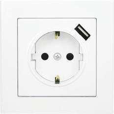Malmbergs Vägguttag Optima med 1xUSB-uttag vit