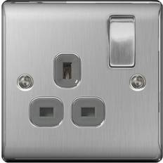 BG Brushed Steel Switched Socket 13a 1 Gang