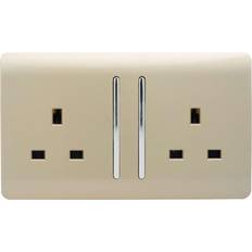 Trendi 2 Gang 13 Amp Switched Socket Long Rocker, Pack of 3 Gold