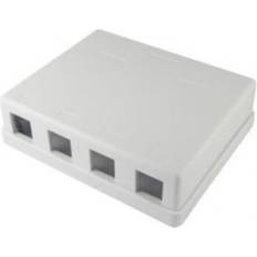 Konnektor rj45 Montageboks til 4xKeystone konnektor RJ45 jack, hvid