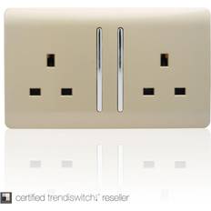 Trendi Switch Trendi 2 Gang 13 Amp Switched Socket Long Rocker Gold
