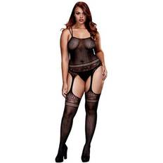 Baci Lingerie Jaquard Lace Suspender Bodysuit Queen Size BW3132