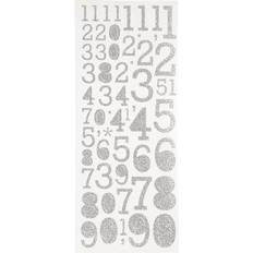 Glitterstickers Sølv Numbers