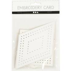 White DIY Creotime Embroidery card, geometric, size 10-17 cm, white, 20 pc/ 1 pack
