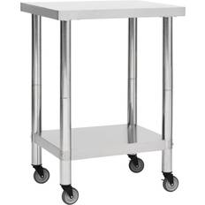 vidaXL Stainless Steel Silver Carrello Tavolo 30x59.9cm