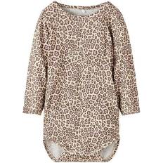 Name It Bodysuits Children's Clothing Name It Leopard Romper - Grey/Oatmeal (13199264)