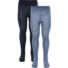 1-3M - Mädchen Unterwäsche Minymo Stocking Solid Rib 2-pack - Blue Melange (5754-705)