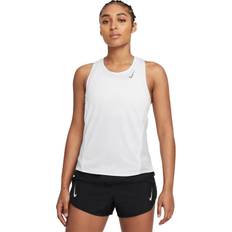 Reflectantes Camisetas de tirantes Nike Dri-FIT Race Camiseta de Running - Blanco