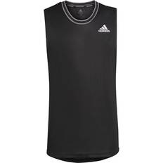 Black - Man Tank Tops Adidas Badminton Primeblue Sleeveless T-shirt