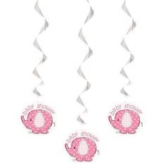 Babyshower dekoration Babyshower dekoration med 3 stk. spiral rosa