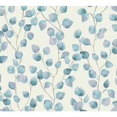 Living Walls Floral Wallpaper Greenery A.S. Création Non-Woven Wallpaper 10.05 m x 0.53 m Blue White Made in Germany 370444 37044-4