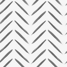 Chevron Brush Marks Wallpaper Black White 13040