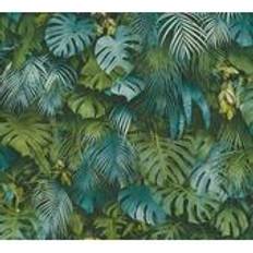 Wallpapers Living Walls Jungle Wallpaper Greenery A.S. Création Non-Woven Wallpaper 10.05 m x 0.53 m Green Blue Made in Germany 372803 37280-3