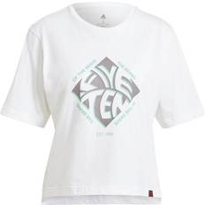 adidas Women Five Ten Cropped Graphic T-shirt - White