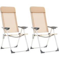 vidaXL Chaises de camping pliables 2 pcs Crème Aluminium