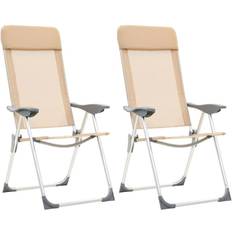 vidaXL Foldbare campingstole 2 stk. aluminium cremefarvet
