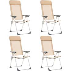 Kampeerstoelen vidaXL Campingstoelen 4 st inklapbaar aluminium crèmewit