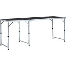 vidaXL Tavolo da Campeggio Pieghevole in Alluminio Grigio 180x60 cm