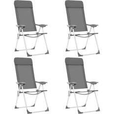vidaXL Foldbare campingstole 4 stk. aluminium grå