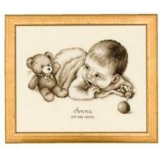 Vervaco Vervaco Birth Record Baby with Teddy Counted Cross Stitch Kit, Multi-Colour