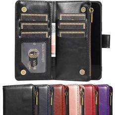 Apple iPhone 13 - Brun - Silikone Covers med kortholder CaseOnline Double Flip Zipper Wallet Case for iPhone 13