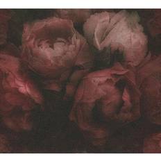 Living Walls Papier peint vintage motif fleuri rouge & noirTapisserie bordeaux florale style romantique Papier peint rétro motif de roses Rouge