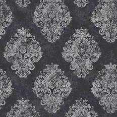 Galerie Metallic FX Traditional Damask 33 L x 21 in Black