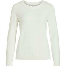 Vila Ril Round Neck Knitted Pullover - White/White Alyssum