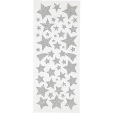 Silver DIY Creativ Company Glitter Stickers, stars, 10x24 cm, silver, 2 sheet/ 1 pack