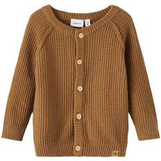 Name It Organic Cotton Knitted Cardigan - Brown/Toasted Coconut (13195729)