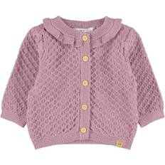 Flæser Trøjer Børnetøj Name It Ruffle Knitted Cardigan - Mauve Shadows (13195710)