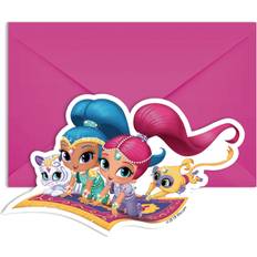 Vegaoo Generic PR89740 Pack of 6 Invitations and Envelopes Shimmer Et Shine One Size Multicoloured