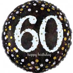 Birthdays Text & Theme Balloons Amscan 10022919 60th Birthday Glittery Gold Standard Foil Balloons S40-1 Pc, Black