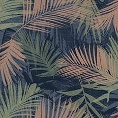 Hernia Non Woven Wallpapers Boutique Jungle glam Blue, copper & green Leaves Smooth Wallpaper