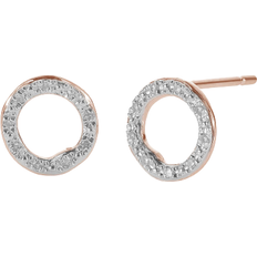 Monica Vinader Riva Circle Stud Earrings - Rose Gold/Silver/Diamonds