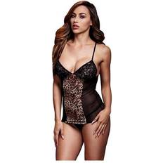 Baci Lingerie White Collection Leopard Basque with Garter Stays No Panty